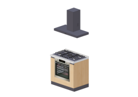 3D Kitchens - Complete cooking block 90x216cm