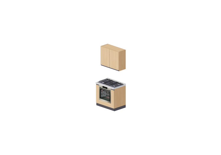 Cocinas 3D - Cocina lineal 90x216cm - ACCA software Cocinas 3D - Cocina lineal 90x216cm - ACCA software