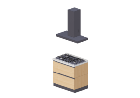 Cuisine 3D - Bloc de cuisson lin&eacute;aire 90x240cm