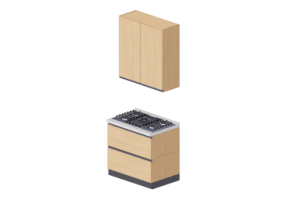 Cuisine 3D - Bloc de cuisson linéaire 90x240cm