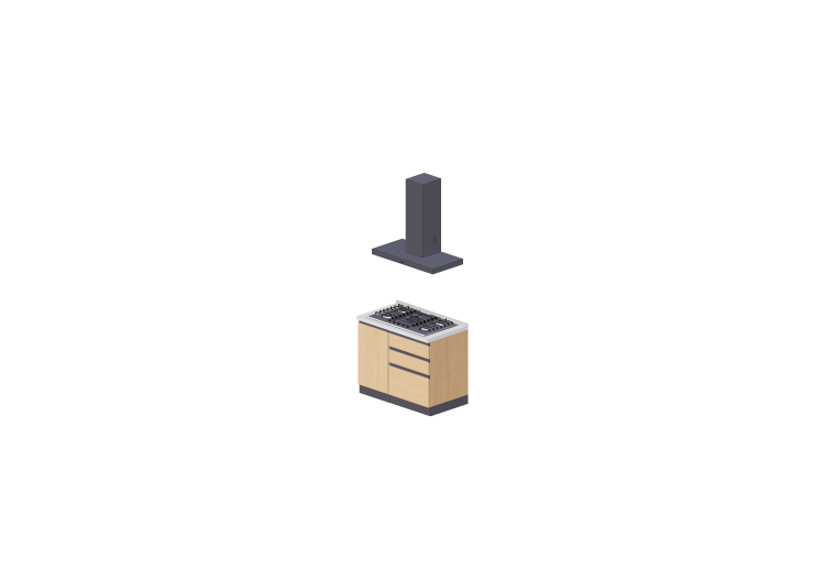 Cuisine 3D - Bloc cuisson linéaire 105x240cm - ACCA... Cuisine 3D - Bloc cuisson linéaire 105x240cm - ACCA...