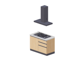 3D Kitchens - Complete cooking block 120x240cm