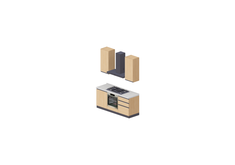 Cuisine 3D - Bloc cuisson linéaire 180x240cm - ACCA... Cuisine 3D - Bloc cuisson linéaire 180x240cm - ACCA...