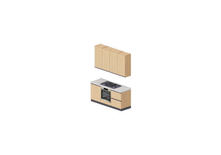 Cuisine 3D - Bloc cuisson linéaire 180x240cm - ACCA... Cuisine 3D - Bloc cuisson linéaire 180x240cm - ACCA...