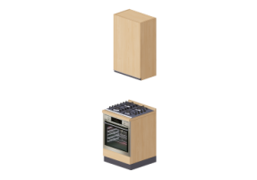 Cucine 3D - Blocco cottura lineare 60x240cm