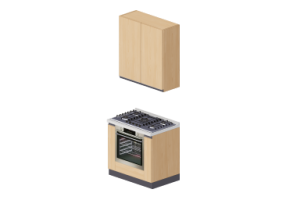 Cucine 3D - Blocco cottura lineare 90x240cm