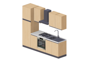 Cucine 3D - Cucina lineare 255x216cm