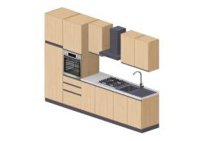 Cuisine 3D - Cuisine lin&eacute;aire 315x216cm
