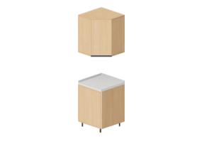 Cucine 3D - Blocco dispensa angolare 60x60x216cm