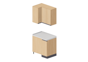 3D Kitchens - Angular pantry block 64x90x216cm