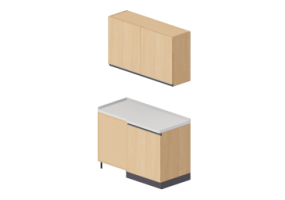 Cucine 3D - Blocco dispensa angolare 64x124x216cm
