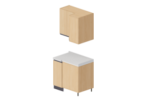 Cucine 3D - Blocco dispensa angolare 90x64x216cm