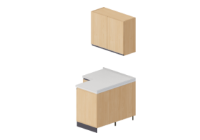 Cucine 3D - Blocco dispensa angolare 90x109x216cm