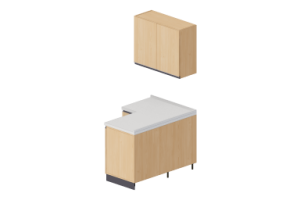 Cucine 3D - Blocco dispensa angolare 90x124x216cm