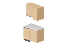 3D Kitchens - Angular pantry block 109x64x216cm