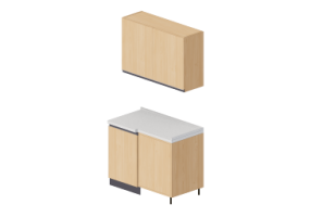 Cuisine 3D - Bloc garde-manger angulaire 109x64x216cm