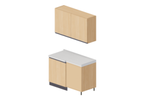 Cucine 3D - Blocco dispensa angolare 124x64x216cm