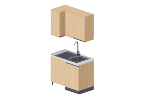 3D Kitchens - Angular sink block 64x109x216cm