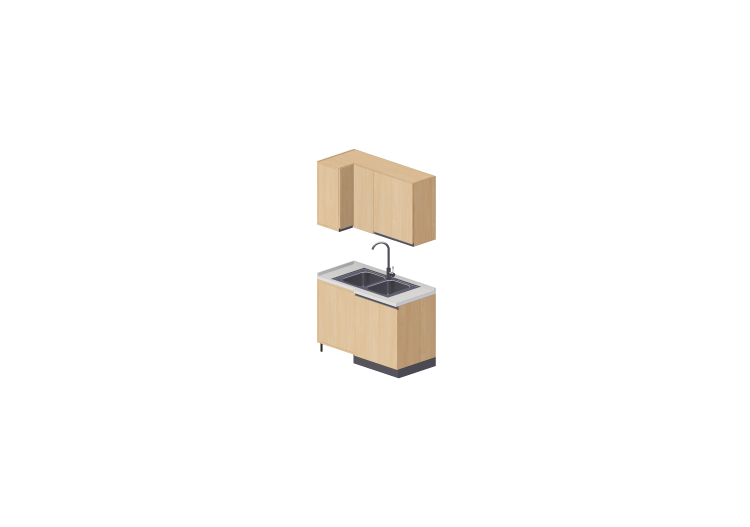 3D Kitchens - Angular sink block 64x124x216cm - ACCA... 3D Kitchens - Angular sink block 64x124x216cm - ACCA...