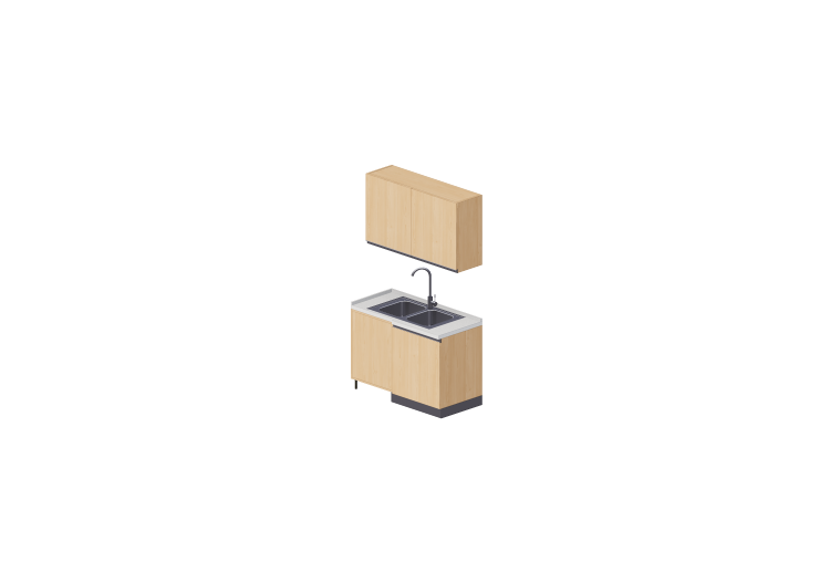 Cocinas 3D - Módulo con fregadero angular 64x124x216cm -... Cocinas 3D - Módulo con fregadero angular 64x124x216cm -...
