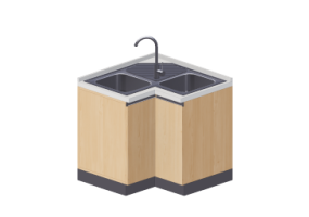 3D Kitchens - Angular sink block 90x90cm