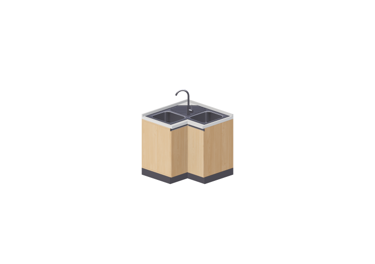 Cozinhas 3D - Bloco com pia de canto 90x90cm - ACCA... Cozinhas 3D - Bloco com pia de canto 90x90cm - ACCA...