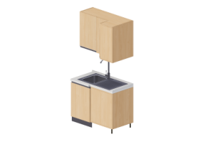Cocinas 3D - M&oacute;dulo con fregadero angular 109x64x216cm