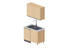 3D Kitchens - Angular sink block 109x64x216cm