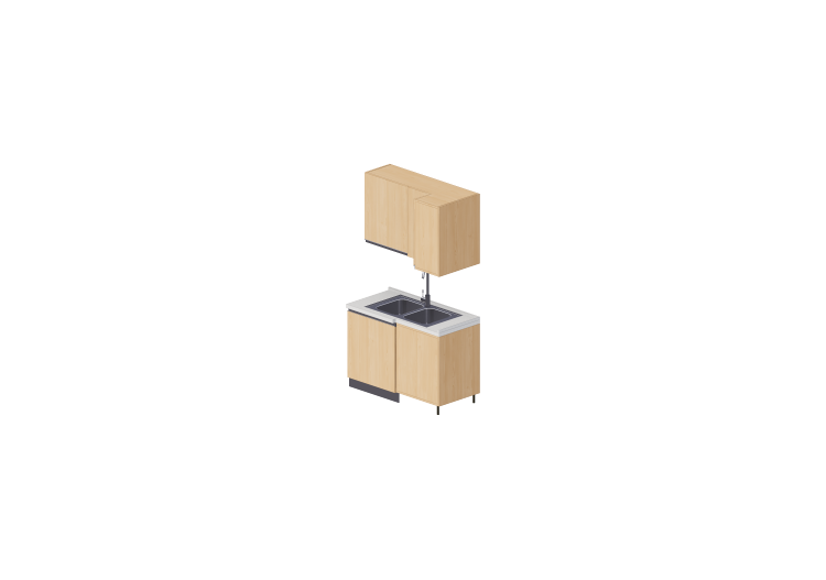 Cucine 3D - Blocco con lavello angolare 124x64x216cm - ACCA... Cucine 3D - Blocco con lavello angolare 124x64x216cm - ACCA...