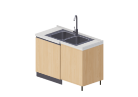 Cucine 3D - Blocco con lavello angolare 124x64cm