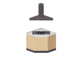 Cocinas 3D - angolar con cocina