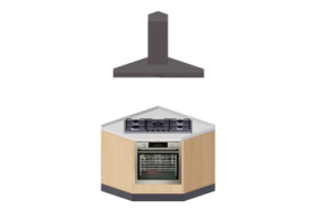 Cuisine 3D - Bloc avec plan de cuisson et four 100x100x216cm