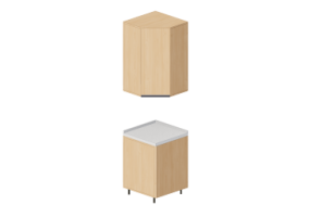 3D Küchen - Block Speisekammer-Eckschrank 60x60x240cm