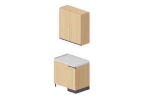 3D K&uuml;chen - Block Speisekammer-Eckschrank 64x90x240cm
