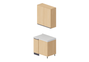 Cucine 3D - Blocco dispensa angolare 90x64x240cm