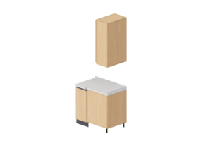 Cucine 3D - Blocco dispensa angolare 90x64x240cm