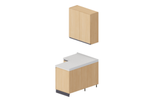 Cucine 3D - Blocco dispensa angolare 90x124x240cm
