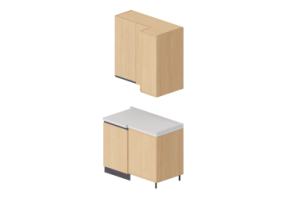 Cozinhas 3D - Bloco despensa de canto 109x64x240cm