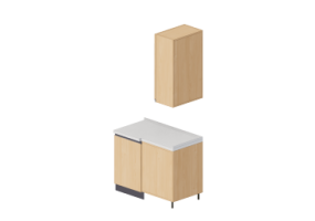 Cucine 3D - Blocco dispensa angolare 109x64x240cm