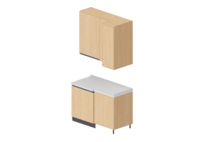 Cucine 3D - Blocco dispensa angolare 124x64x240cm