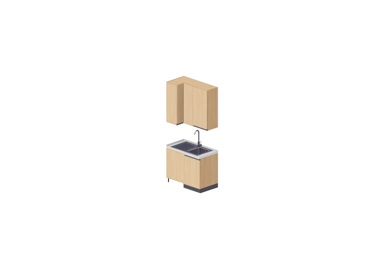 Cozinhas 3D - Bloco com pia de canto 64x109x240cm - ACCA... Cozinhas 3D - Bloco com pia de canto 64x109x240cm - ACCA...
