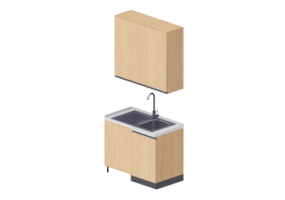 3D Kitchens - Unit with corner sink 64x109x240cm