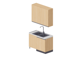 Cocinas 3D - M&oacute;dulo con lavabo angular 64x124x240cm