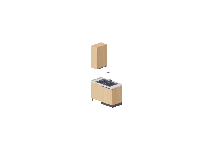 Cozinhas 3D - Bloco com pia de canto 64x124x240cm - ACCA... Cozinhas 3D - Bloco com pia de canto 64x124x240cm - ACCA...