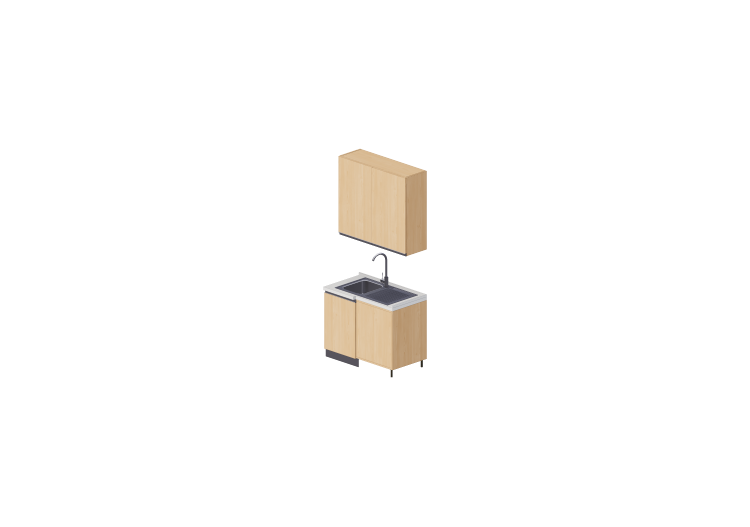 Cucine 3D - Blocco con lavello angolare 109x64x240cm - ACCA... Cucine 3D - Blocco con lavello angolare 109x64x240cm - ACCA...
