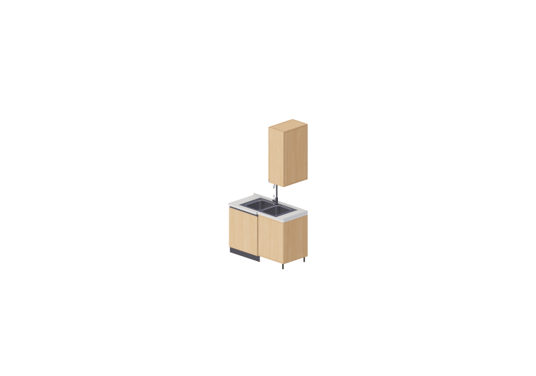 Cucine 3D - Blocco con lavello angolare 124x64x240cm - ACCA... Cucine 3D - Blocco con lavello angolare 124x64x240cm - ACCA...