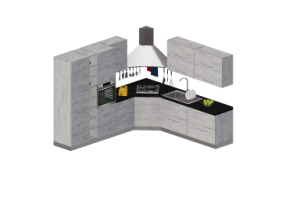 Cuisine 3D - Cuisine moderne &eacute;quip&eacute;e d'&eacute;lectrom&eacute;nager