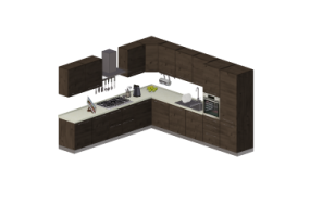 Cucine 3D - Cucina moderna completa di elettrodomestici