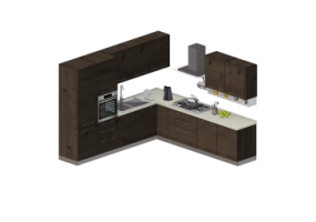 Cozinhas 3D - Cozinha moderna equipada com eletrodomésticos