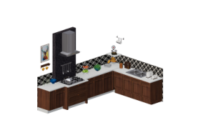 Cozinhas 3D - Composi&ccedil;&atilde;o cozinha com acess&oacute;rios